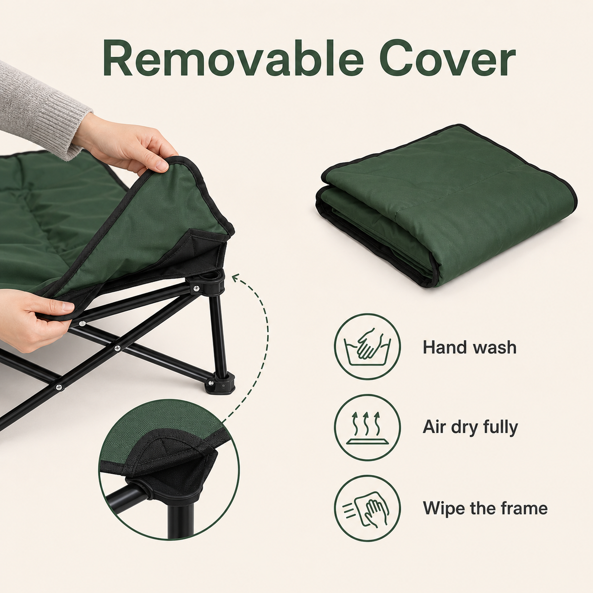 TrailRest Pet Cot removable cover care instructions