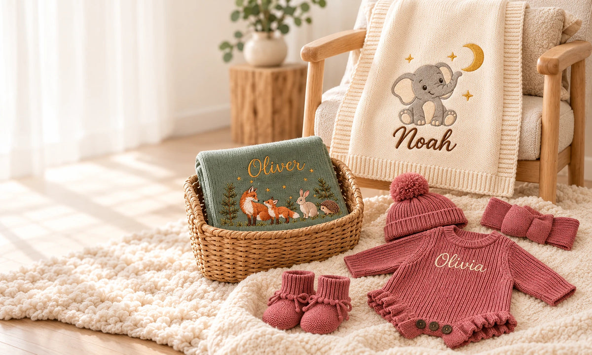 Design Preview: personalized baby gifts in a warm nursery setting